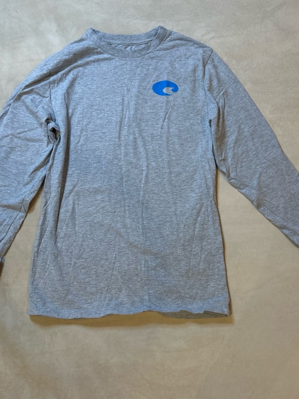 Costa Gray Long-Sleeve Tee with Blue Logo